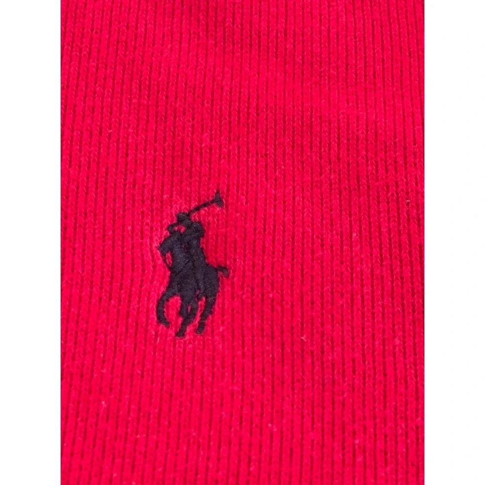 Polo Ralph Lauren Mens XXL Red Cotton Shawl Neck Button Pullover Sweater Logo